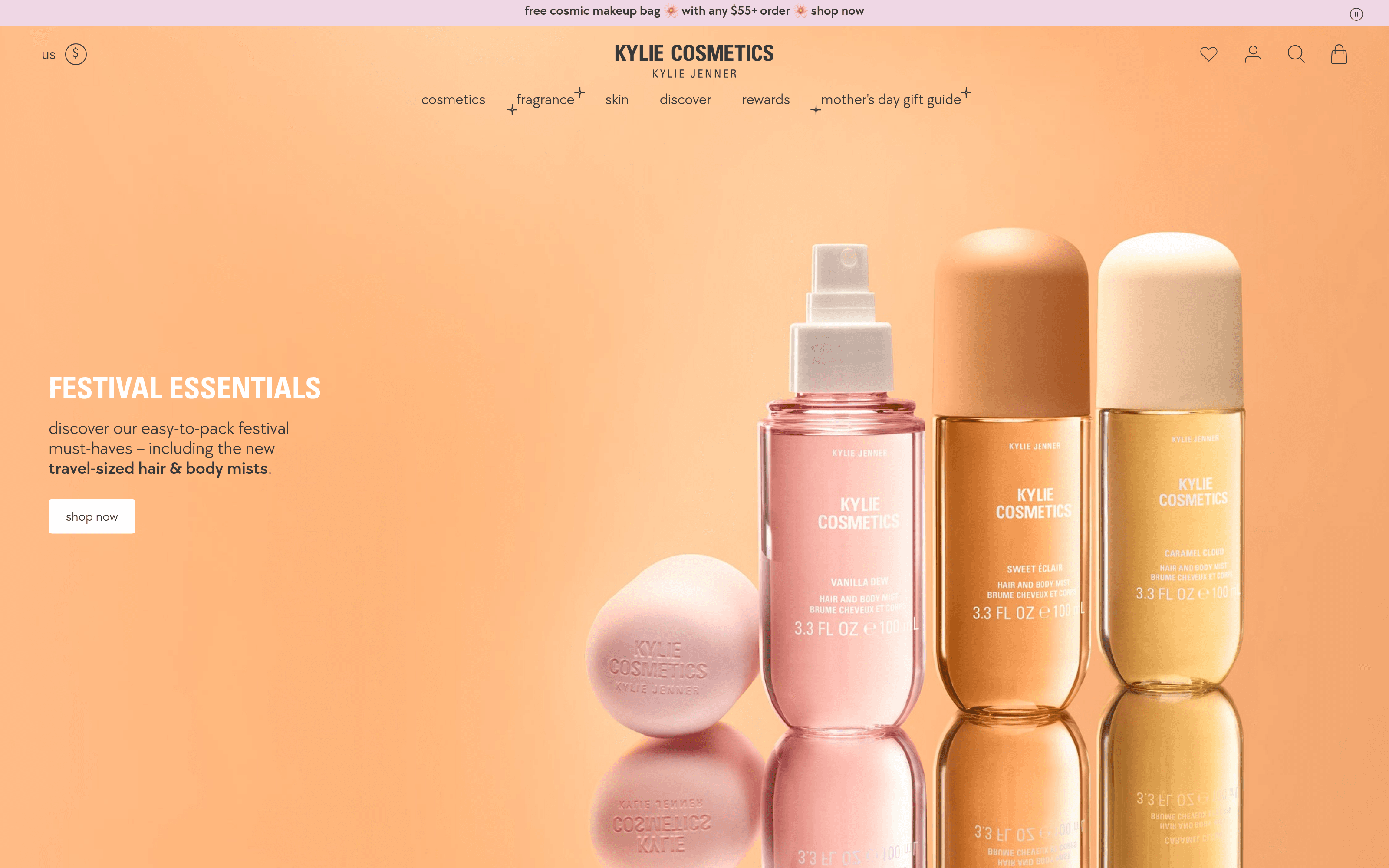 Kylie Cosmetics homepage