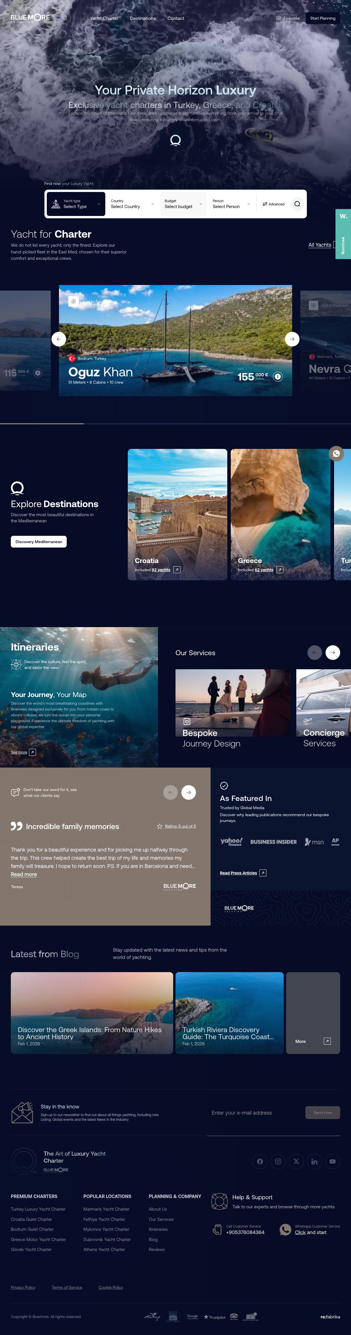 Bluemore Yachting Homepage