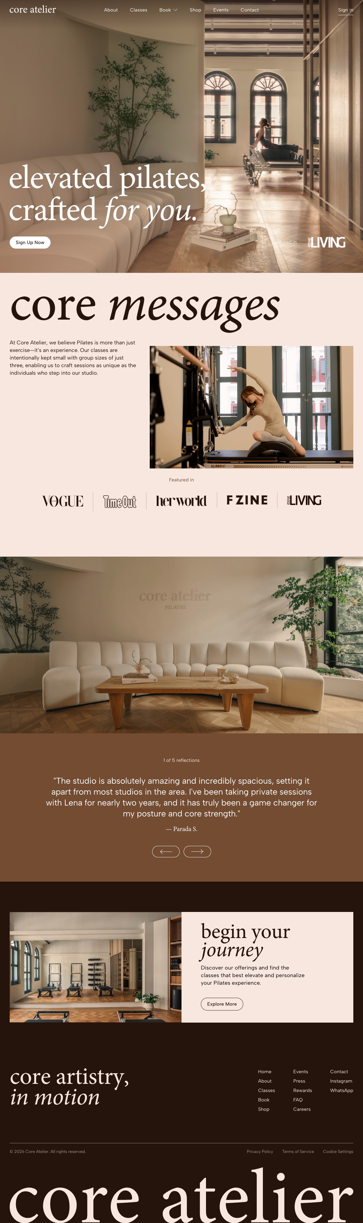 Core Atelier Pilates Homepage