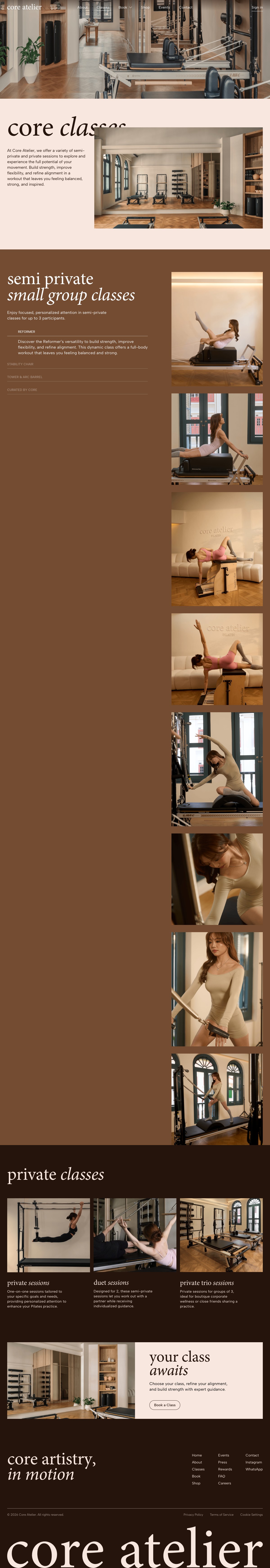 Core Atelier Pilates Classes